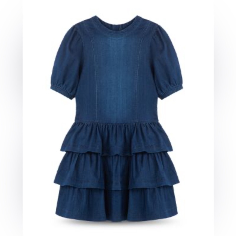 Habitual Kids Denim Drop Waist Ruffle Tiered Dress Size 10